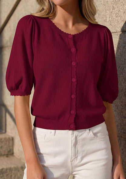 PRETTYGARDEN Women Short Sleeve Lightweight Knit Cardigans