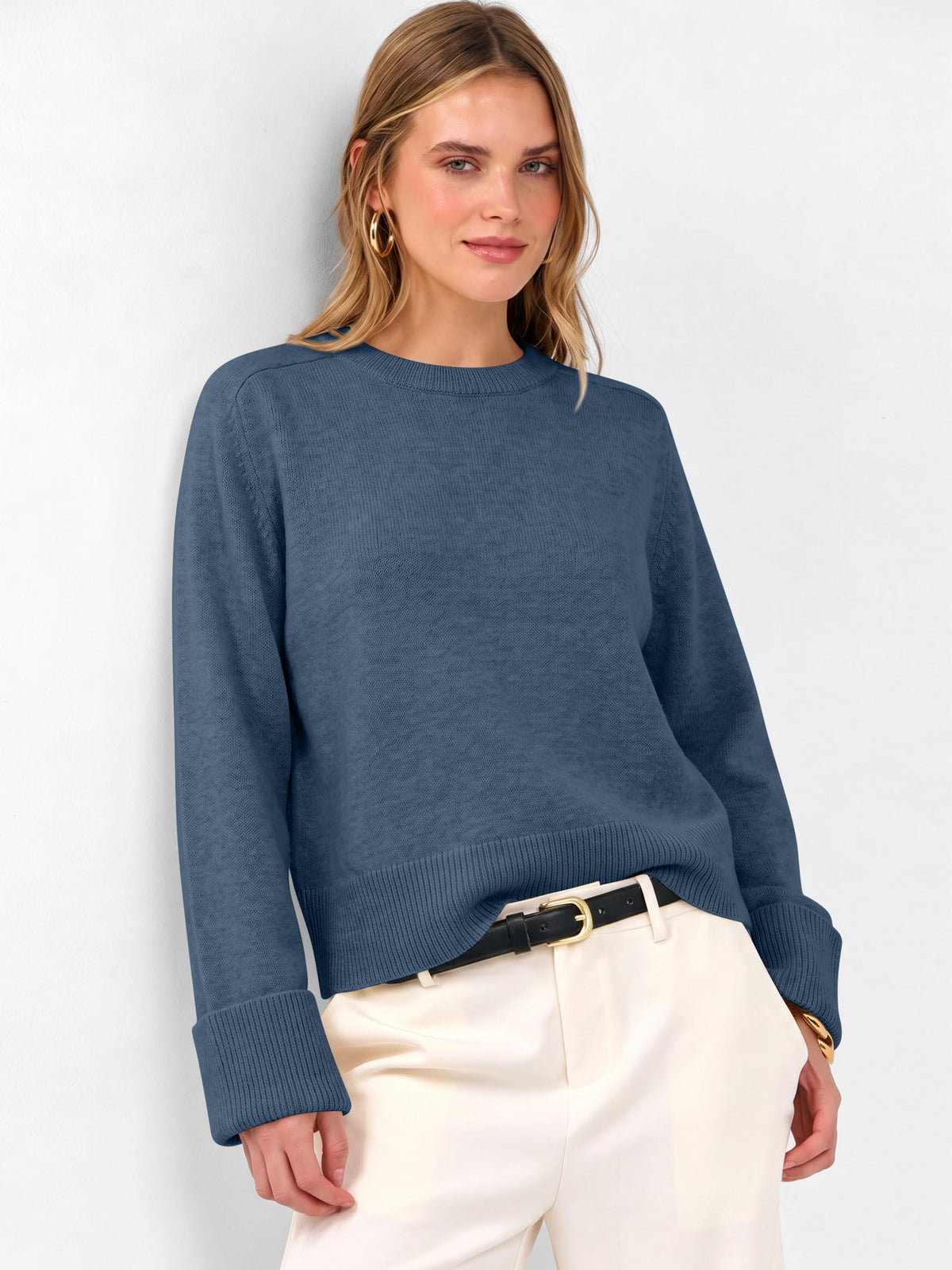 ANRABESS Sweaters for Women Cropped Fall Lightweight Pullover