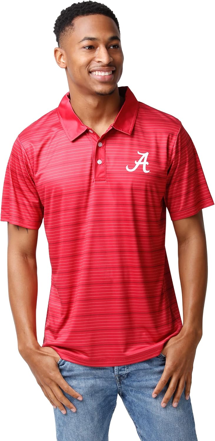 FOCO NCAA Mens NCAA College Team Logo Striped Polyester Polo Short Sleeve Shirt