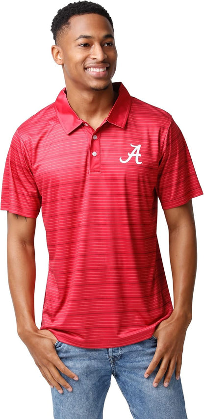 FOCO NCAA Mens NCAA College Team Logo Striped Polyester Polo Short Sleeve Shirt