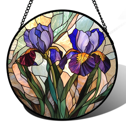 Stained Glass Window Hanging - Golden Christmas Tree Suncatcher for Doors Home Christmas Decoration Winter Sun Catcher Thanksgiving New Year Birthday Gifts for Women Men Mom Nana Girl 7.8 in