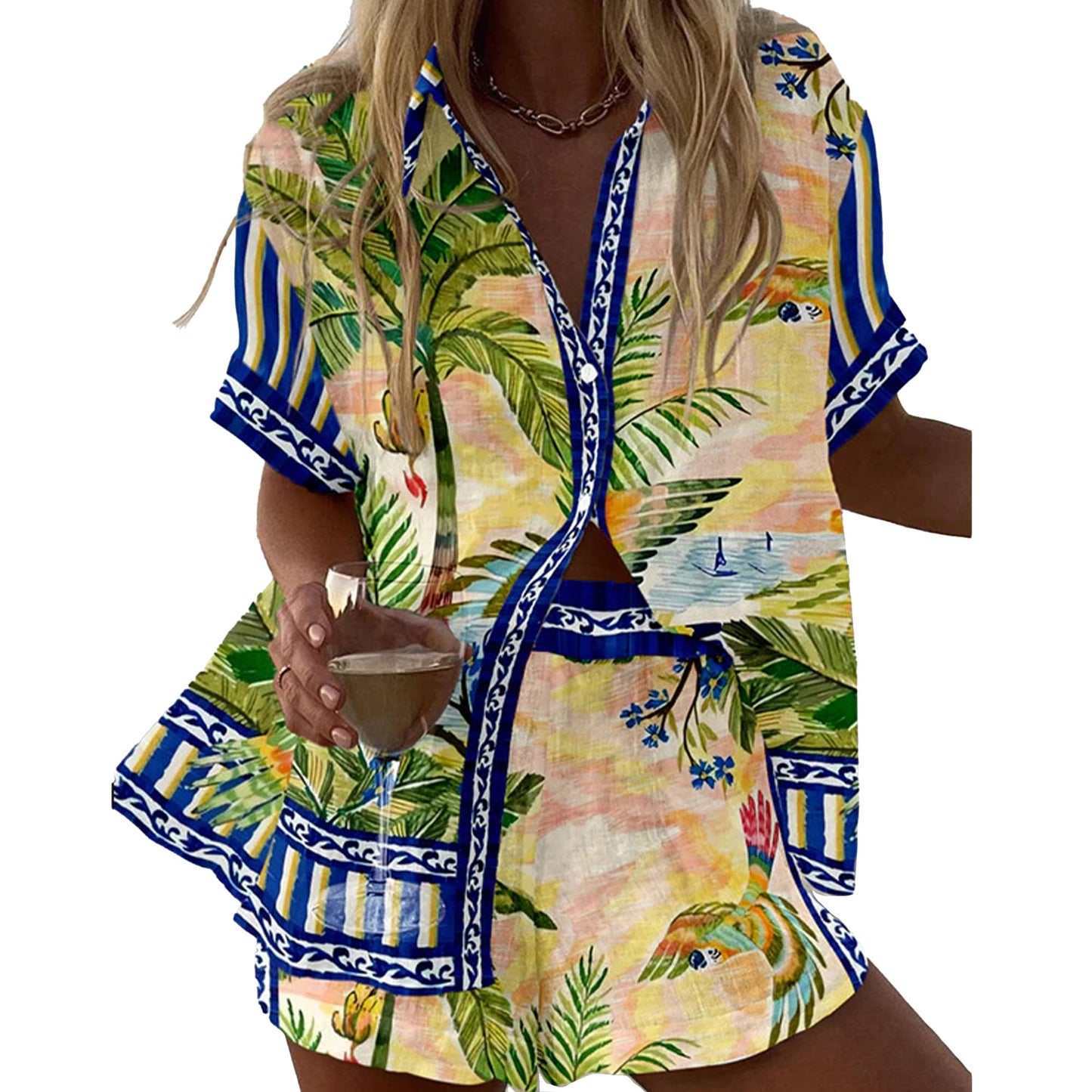 Hixiaohe Women 2 Piece Set Summer Boho Beach Vacation Outfits