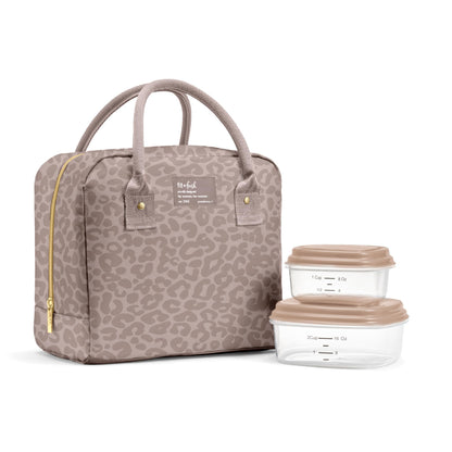 Fit & Fresh Bloomington Lunch Bag for Women - Insulated Large Lunch Box for Work with Containers, Leak-Resistant, Stain-Resistant, Zipper Closure, Cheetah