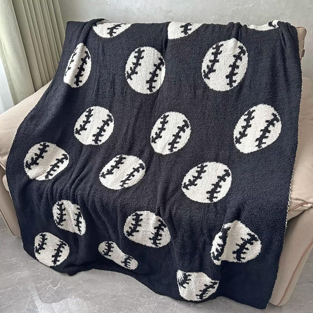 Cozy Baseball Pattern Blanket Perfect Lightweight Bedding for Adults, Soft, Warm, and Plush Soccer Sports Blanket Great for Bed Sofa (Baseball-Red, 51"x63")