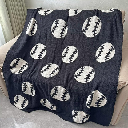 Cozy Baseball Pattern Blanket Perfect Lightweight Bedding for Adults, Soft, Warm, and Plush Soccer Sports Blanket Great for Bed Sofa (Baseball-Red, 51"x63")