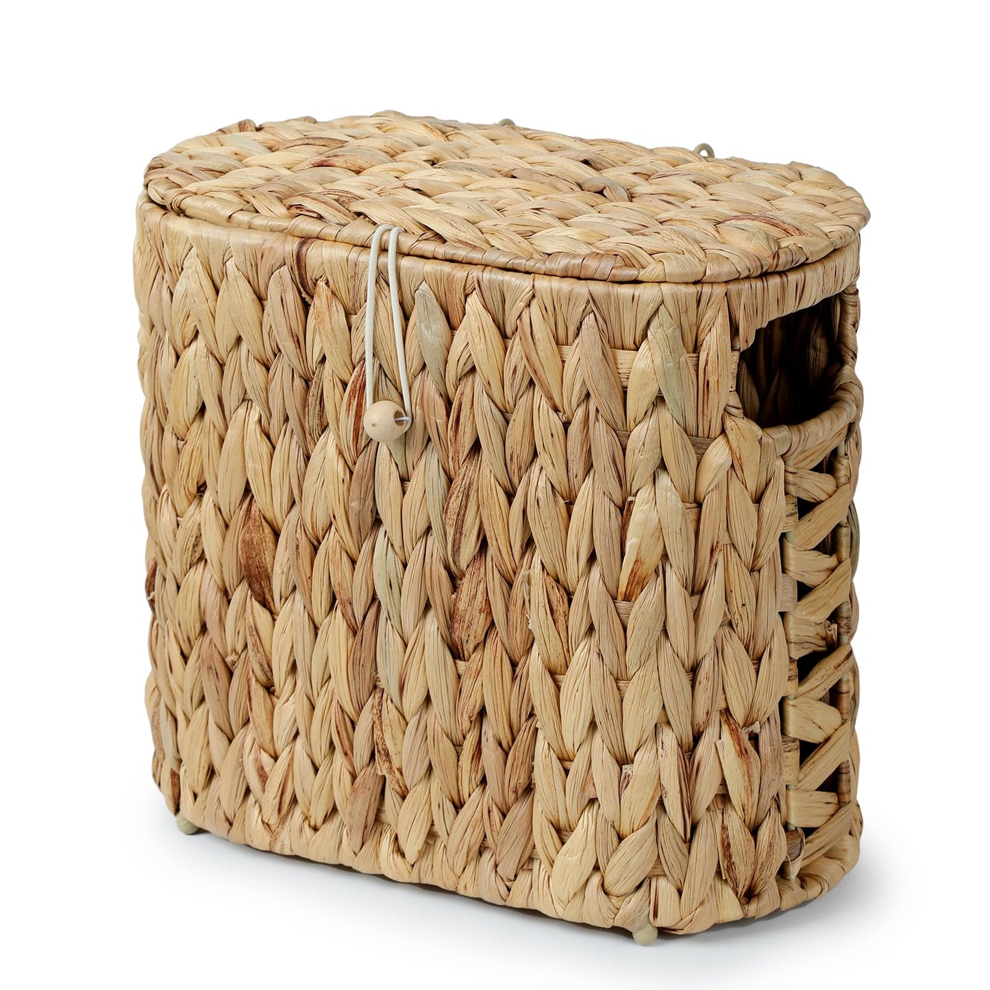 YANGQIHOME Toilet Paper Storage, Water Hyacinth Toilet Paper Storage with Lid, Papers Container for up to 9 Mega Rolls, Bathroom Basket Organizer