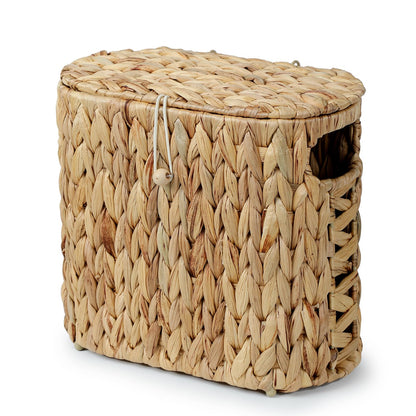 YANGQIHOME Toilet Paper Storage, Water Hyacinth Toilet Paper Storage with Lid, Papers Container for up to 9 Mega Rolls, Bathroom Basket Organizer