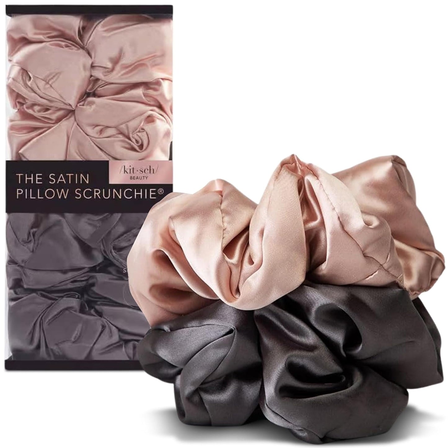 Kitsch Ultra-Petite Satin Scrunchies for Women - Cherry Blossom, 5pcs