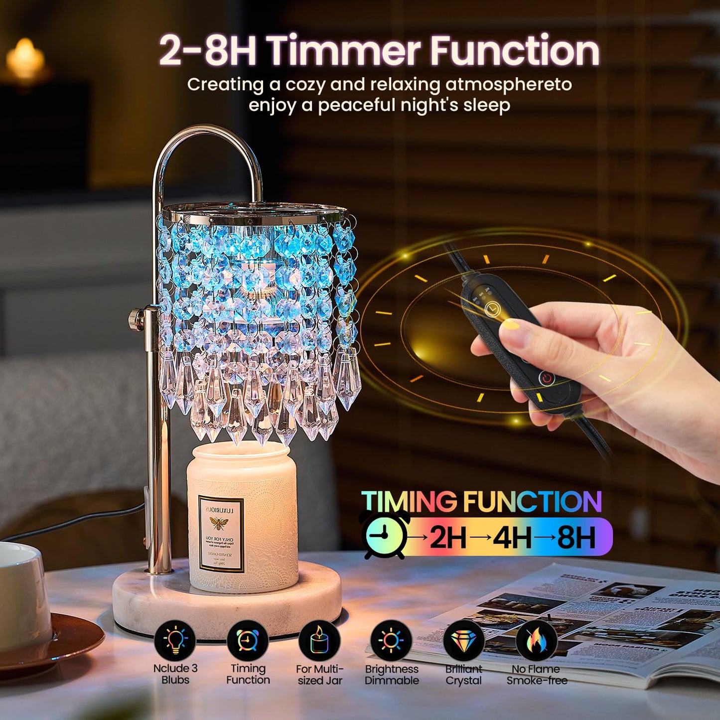 Candle Warmer Lamp with Timer & Dimmer