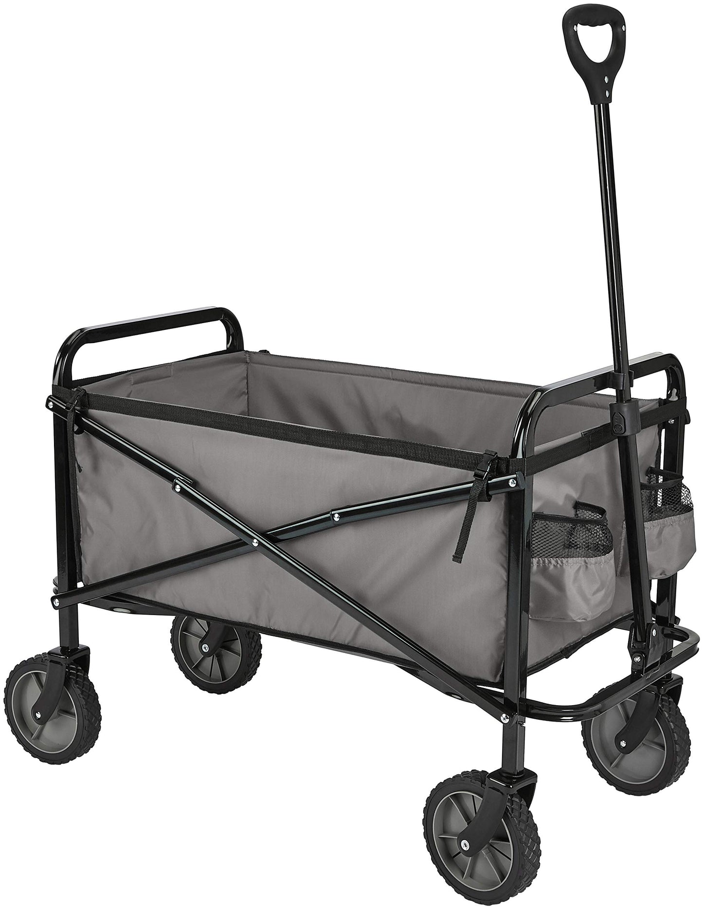 Amazon Basics Collapsible Heavy Duty Utility Wagon for Outdoor Sports, Camping, Garden, and Shopping, 265 Pounds Capacity, 27.6 x 40.9 x 20 inches, Black