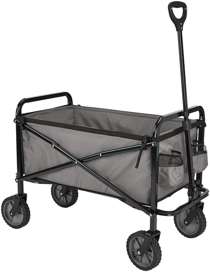 Amazon Basics Collapsible Heavy Duty Utility Wagon for Outdoor Sports, Camping, Garden, and Shopping, 265 Pounds Capacity, 27.6 x 40.9 x 20 inches, Black