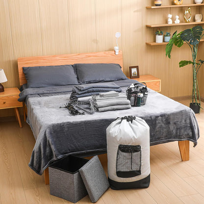 42 Pcs College Dorm Essentials Set Twin XL Bedding Bundle Bedding Bathroom and Storage Supplies Totally Complete for Guys College Dorm School, Gray