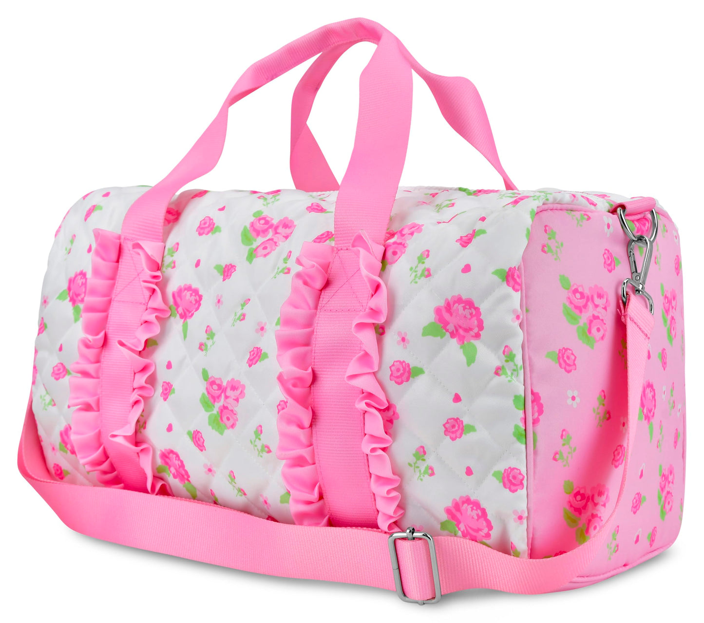 iscream 17" x 10" Duffle Bag with Double Handles, Removable, Adjustable Should Strap and Ruffle Accents - Vintage Vibes