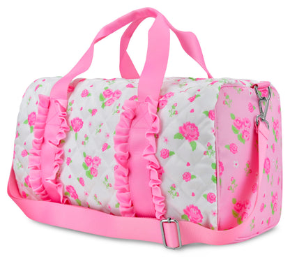 iscream 17" x 10" Duffle Bag with Double Handles, Removable, Adjustable Should Strap and Ruffle Accents - Vintage Vibes