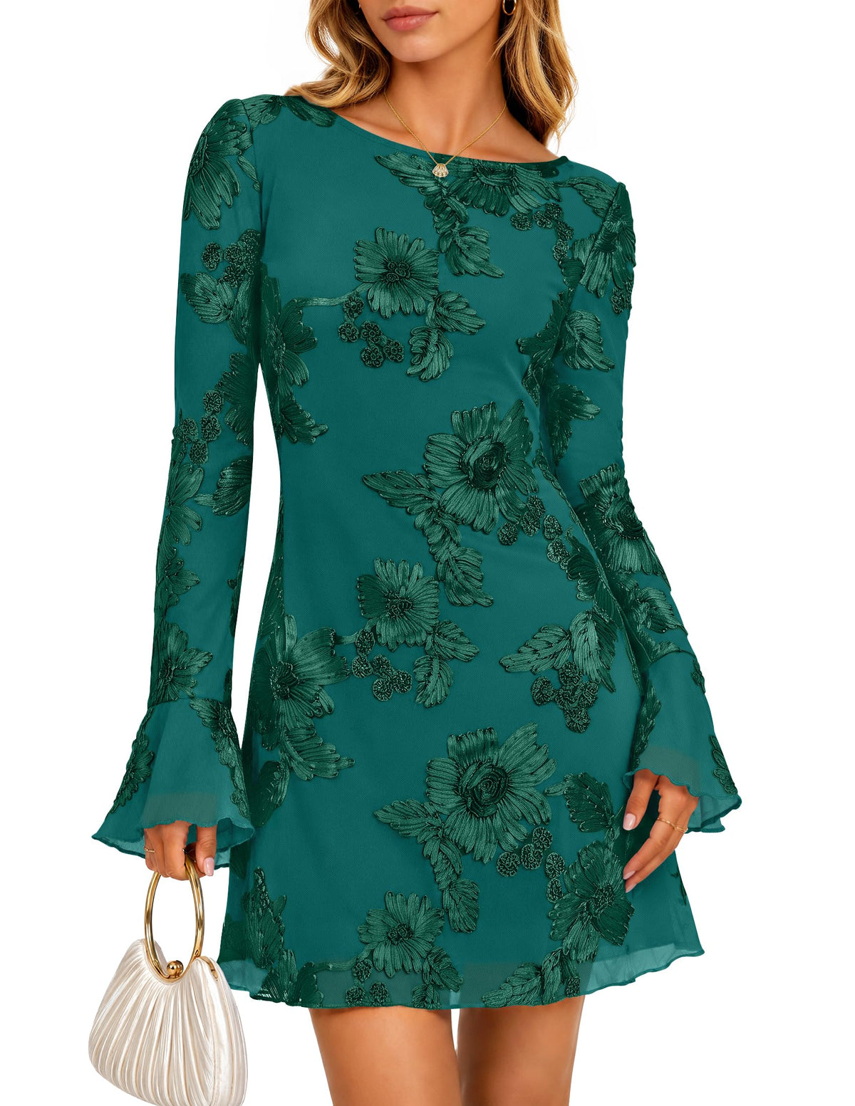 ZESICA Women's 2026 Fall Floral Wedding Guest Cocktail Mini Dress