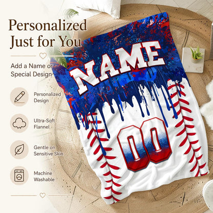 Kids Blanket Custom Baseball Blankets, Splashed Ink Throw Bed Travel