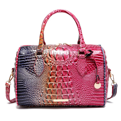 Makcr Joacbv Crocodile Handbag for Women Top Handle Leather Shoulder Purse | Glossy crocodile-embossed vegan leather with rolled handles, buckle details, a structured dome shape, and adjustable strap.