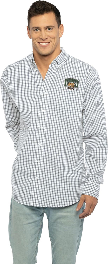 Vantage Men's Collegiate Easy-Care Long Sleeve Gingham Check Button Down Shirt