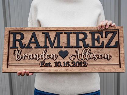 Personalized Wedding Last Name Established Wooden Sign | Engagement Gift