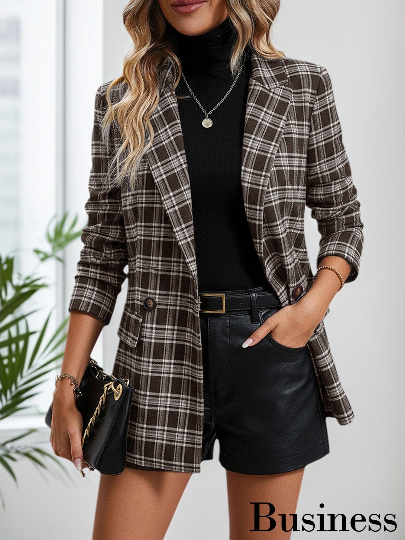 2026 Women's Fall Plaid Blazer Jacket