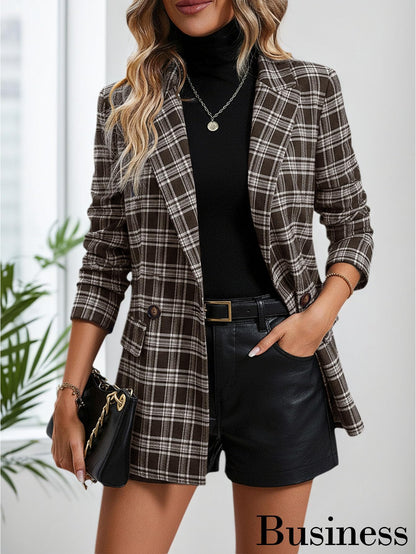 2026 Women's Fall Plaid Blazer Jacket