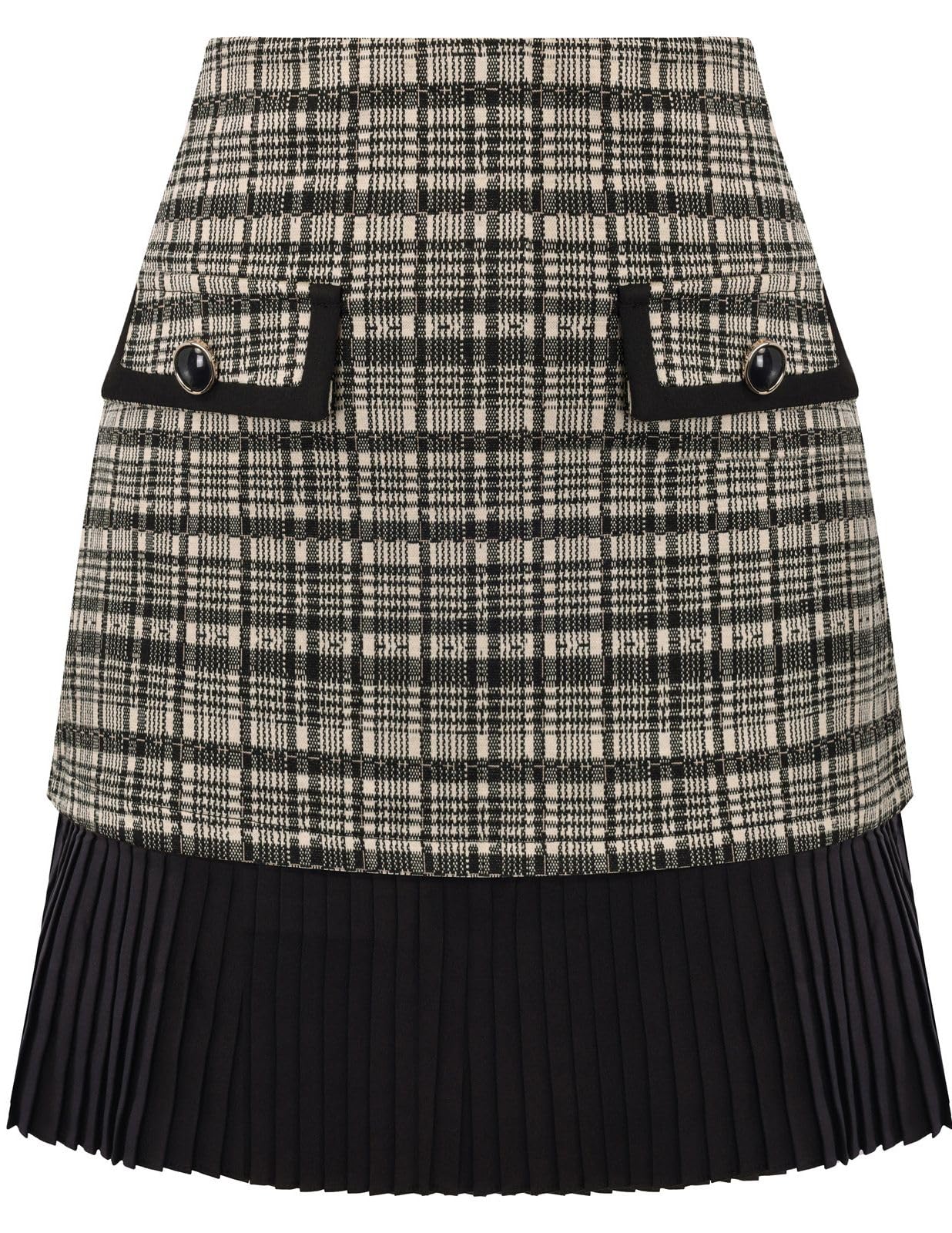 Kate Kasin Women's Plaid Mini Skirt, High Waist Pleated A-Line Skirts