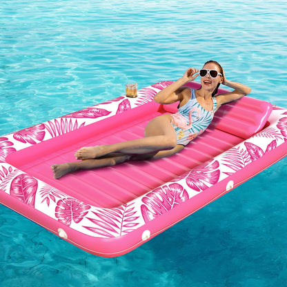 Inflatable Tanning Pool Lounger Float - Jasonwell 4 in 1 Sun Tan Tub Sunbathing Pool Lounge Raft Floatie Toys Water Filled Tanning Bed Mat Pad for Adult Blow Up Kiddie Pool Kids Ball Pit Pool (L)