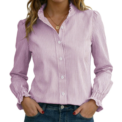Funlingo Women's Striped Button Down Shirt