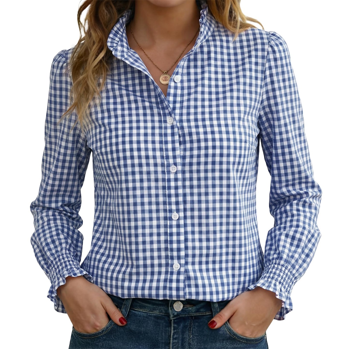 Funlingo Women's Striped Button Down Shirt