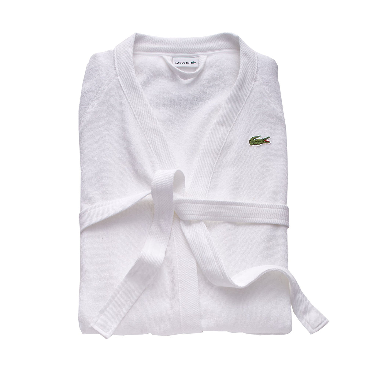 Lacoste Classic Pique Bath Robe, 100% Soft Cotton Terry, Unisex Adult Bathrobe, Absorbent & Quick Drying, One Size Fits Most