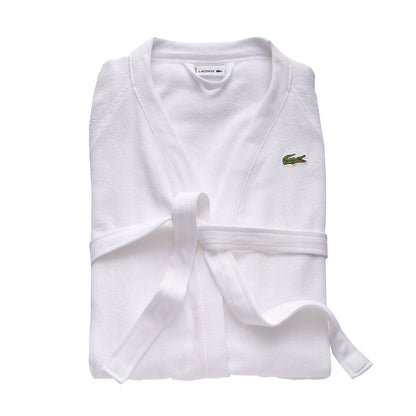 Lacoste Classic Pique Bath Robe, 100% Soft Cotton Terry, Unisex Adult Bathrobe, Absorbent & Quick Drying, One Size Fits Most