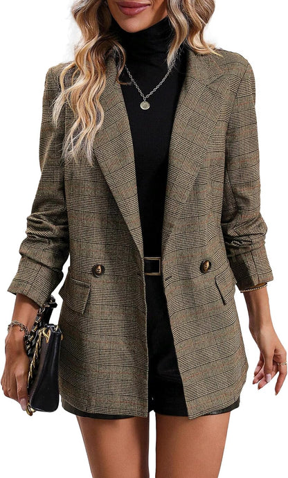 2026 Women's Fall Plaid Blazer Jacket