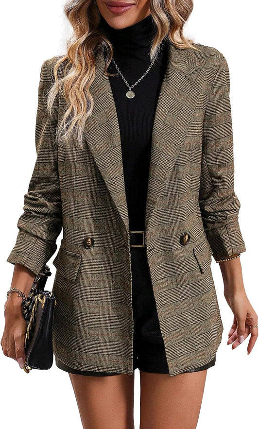 2026 Women's Fall Plaid Blazer Jacket