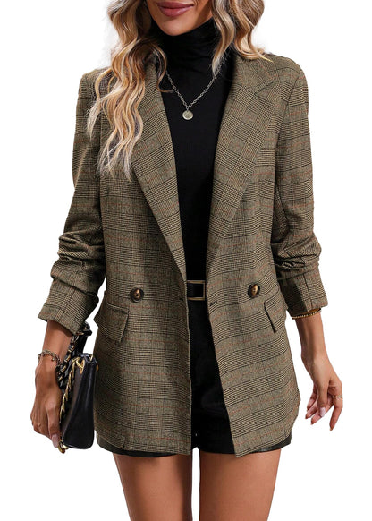 2026 Women's Fall Plaid Blazer Jacket