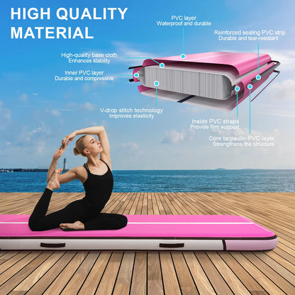 Tumble Track, Inflatable Tumbling Mat,Tumble Track Mats for Gymnastics, and Tumble Track with 4/6/8 Inches Thickness for Home, Training, Cheerleading, Yoga, Water with Pump