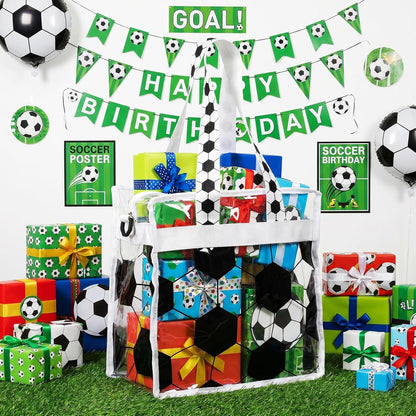 Soccer Clear Tote Gift Bag, 11.8x11.8x5.9 Inch Stadium Approved Waterproof Purse with Adjustable Strap for Women Mom