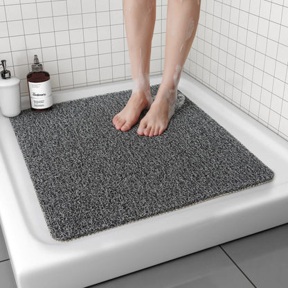 Non Slip Shower Mat, Comfortable Bath mat for Textured Surface,Quick Drying Easy Cleaning Shower Floor Mat for Wet Area,Without Suction Cups Pink 24 x 24