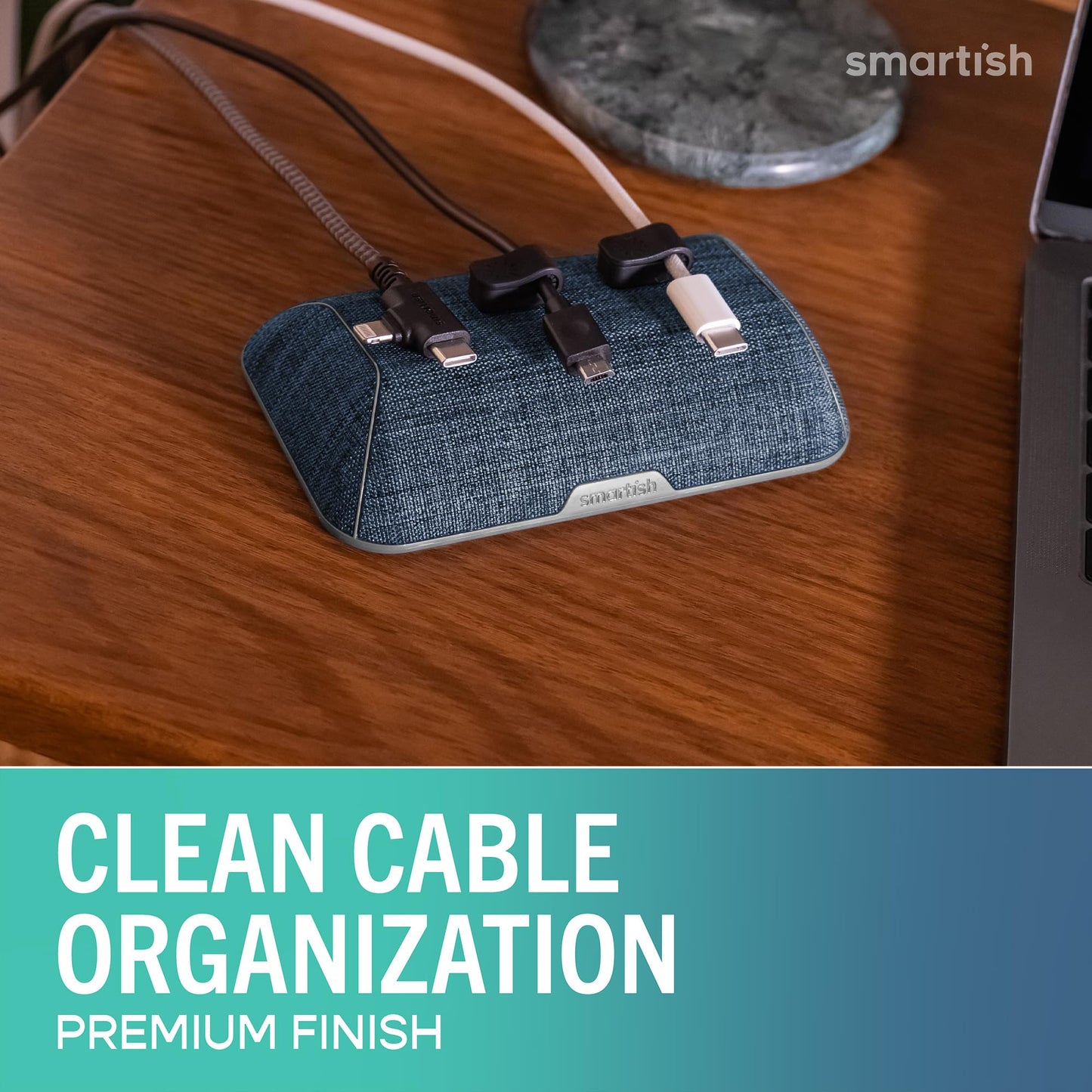Smartish® Magnetic Cord Holder - Bigger Cable Wrangler Organizer with Magnet Clips for Charger Management on Desktop, Nightstand - Holds 6+ Cables - I'm Blushing