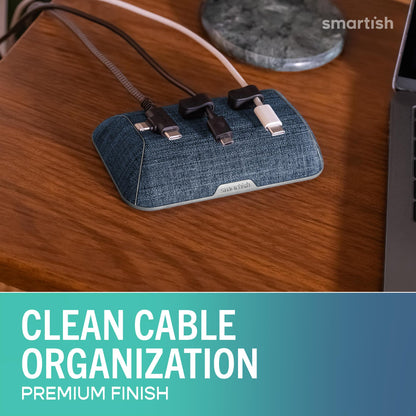 Smartish® Magnetic Cord Holder - Bigger Cable Wrangler Organizer with Magnet Clips for Charger Management on Desktop, Nightstand - Holds 6+ Cables - I'm Blushing