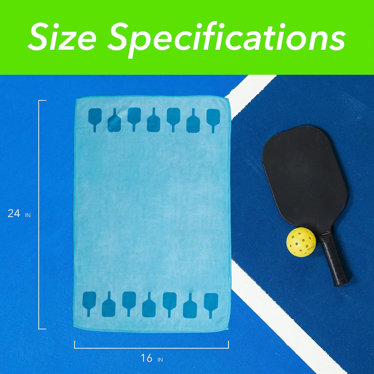 Pickleball Towel – Microfiber Sports Towel with Pickleball Pattern – Quick-Dry Sweat Towel for Pickleball Players, Accessories & Gifts (Teal Pickleball Paddles)