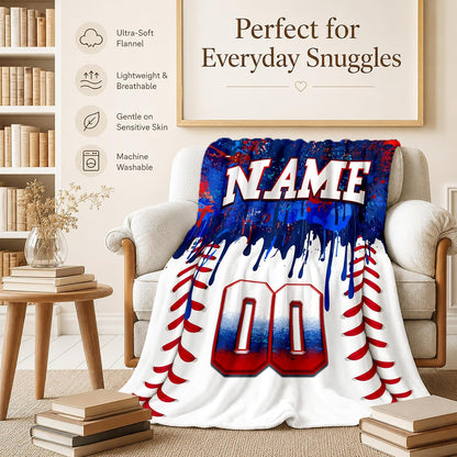 Kids Blanket Custom Baseball Blankets, Splashed Ink Throw Bed Travel
