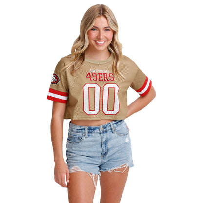 FOCO NFL Womens NFL Ladies Fashion Gameday Jersey Mesh Crop Top Shirt