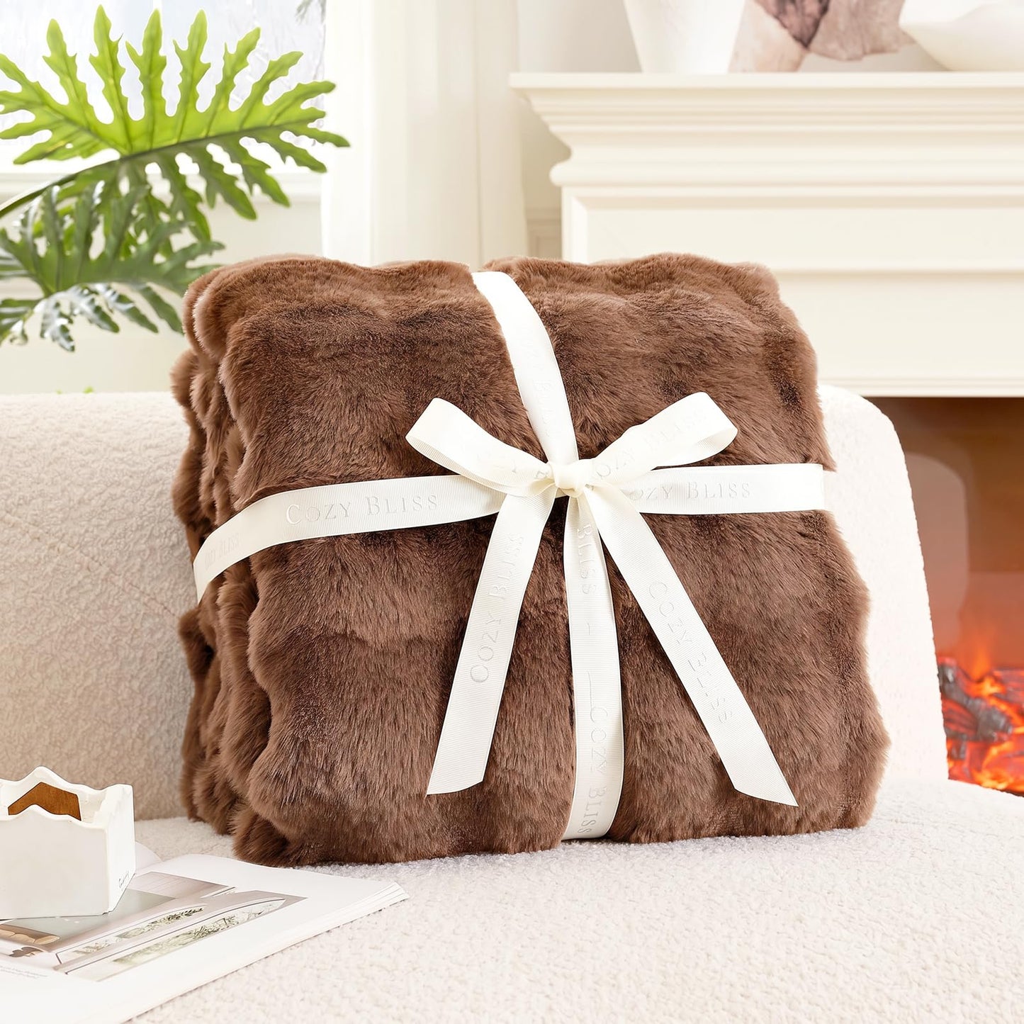 Cozy Bliss Faux Fur Throw Blanket for Couch, Fuzzy Soft Plush Thick Bubble Blanket for Sofa Bedroom Living Room, 50 * 60 Inches Tie Dye Pink