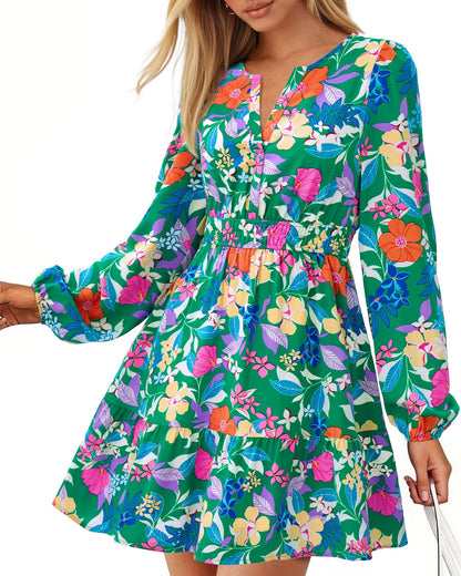 BTFBM Women’s Floral Long Sleeve Mini Dress
