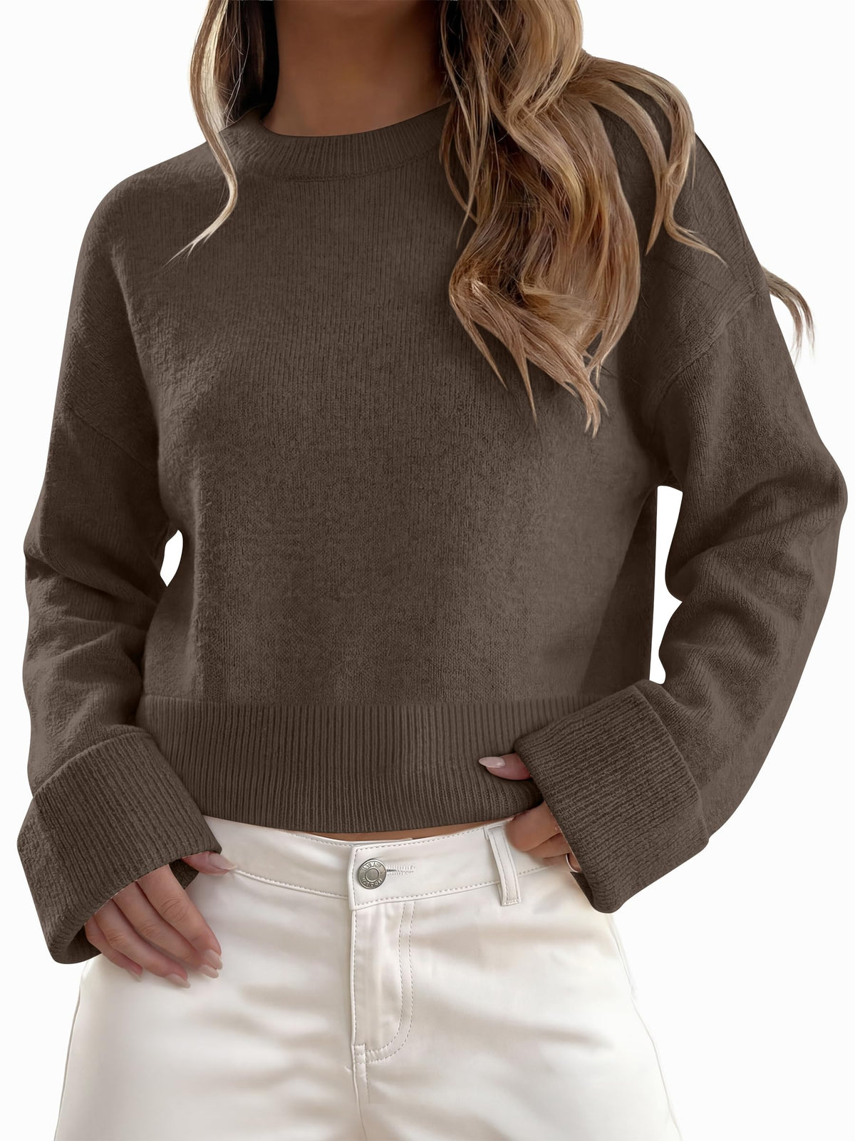 ANRABESS Sweaters for Women Cropped Fall Lightweight Pullover