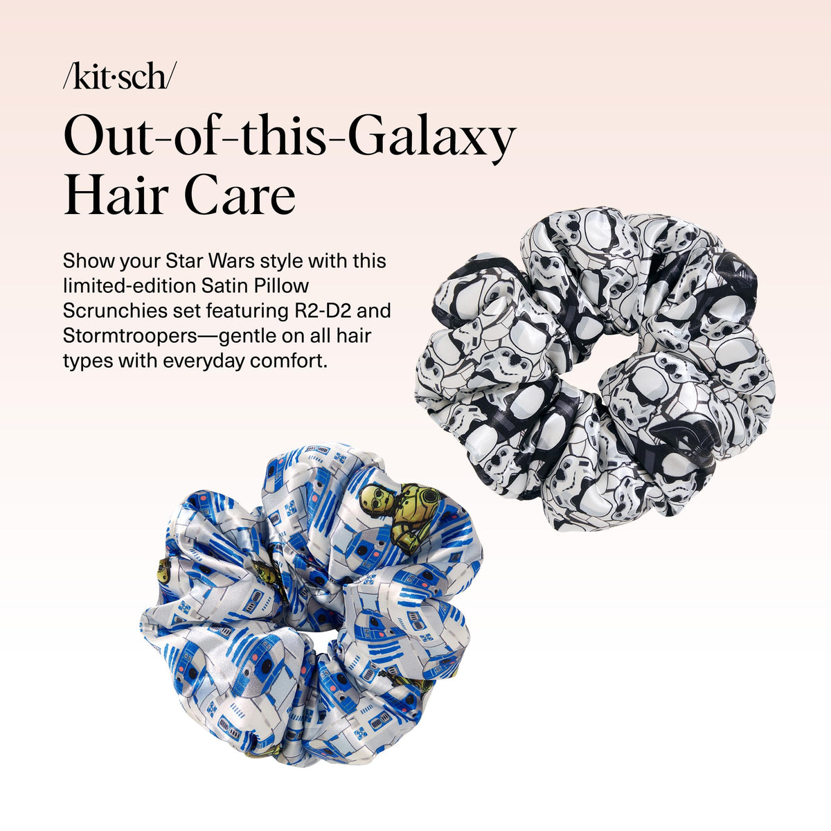 Kitsch Ultra-Petite Satin Scrunchies for Women - Cherry Blossom, 5pcs