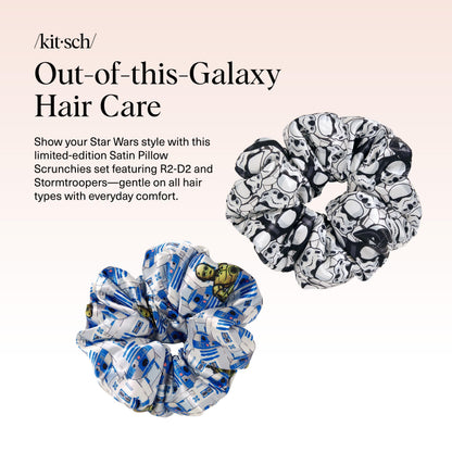 Kitsch Ultra-Petite Satin Scrunchies for Women - Cherry Blossom, 5pcs