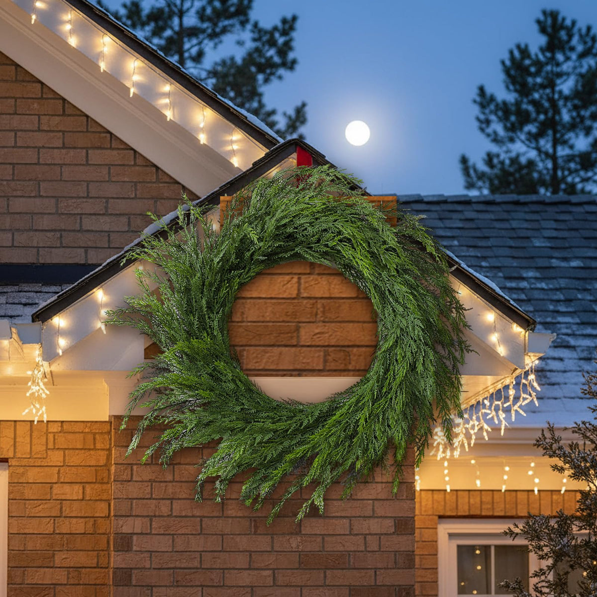 Wavwavw 48" Christmas Large Norfolk Pine Wreath for Front Door