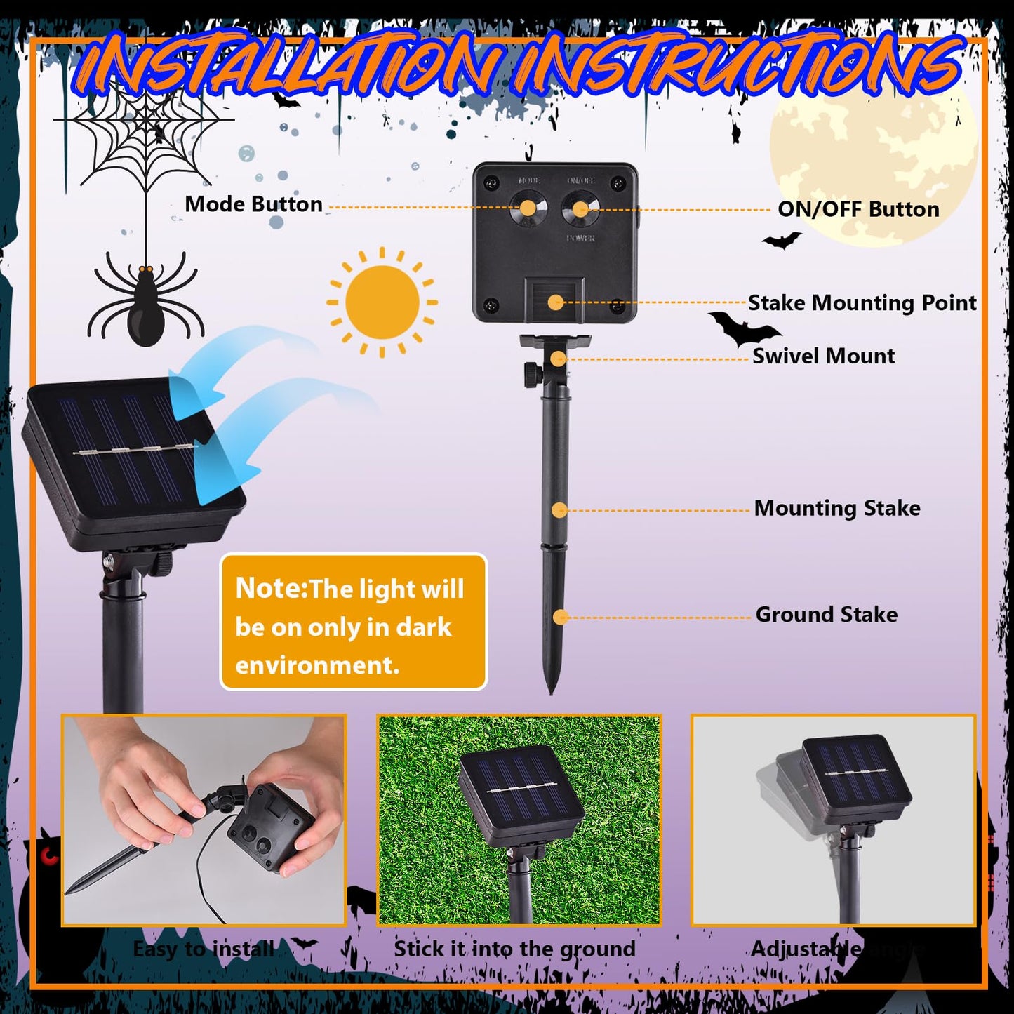 Halloween Lighted Garden Flag for Outside, Led Solar Yard Flag 8 Modes Witch Feet Shape Flag, 28x40 Double Sided Cauldron Eyeball Black Cat Decorations for Home Porch