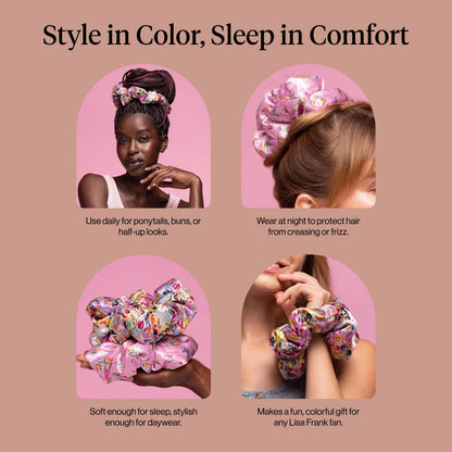 Kitsch Ultra-Petite Satin Scrunchies for Women - Cherry Blossom, 5pcs